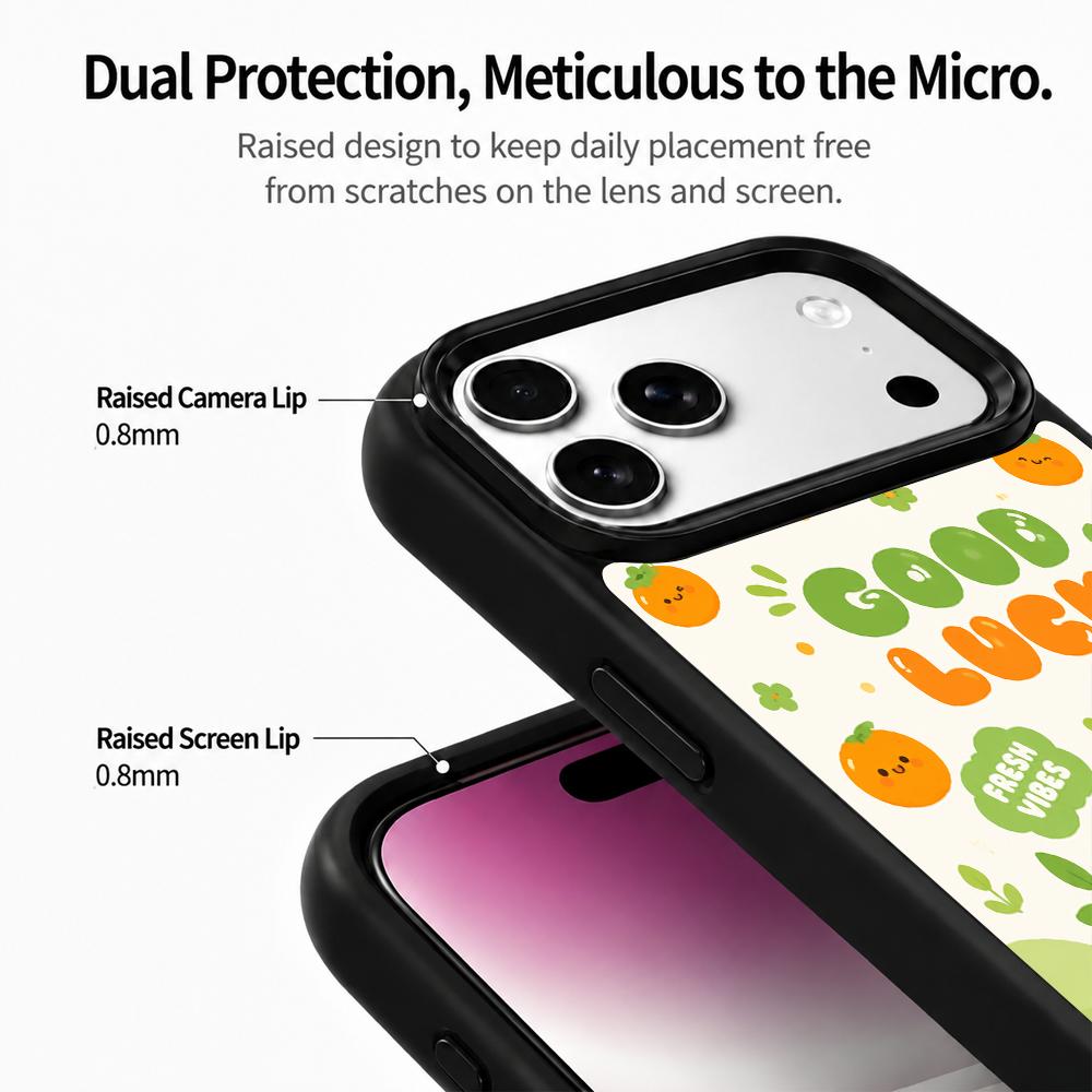 Compatible with iPhone 18 Pro Max & 17 Pro Max Wood Series PC Silicone Magnetic Phone Case - Wooden Lucky Persimmon