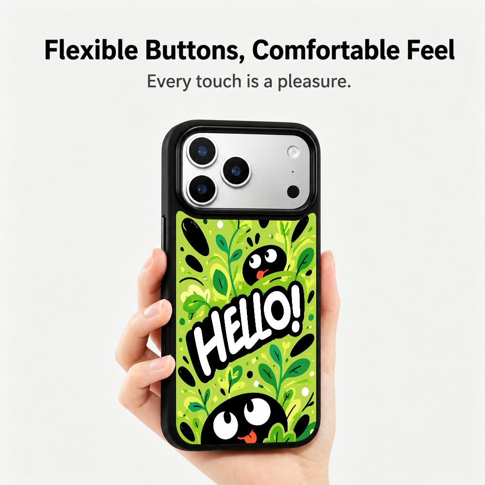 Compatible with iPhone 18 Pro Max & 17 Pro Max Wood Series PC Silicone Magnetic Phone Case - Wooden Ink Coal