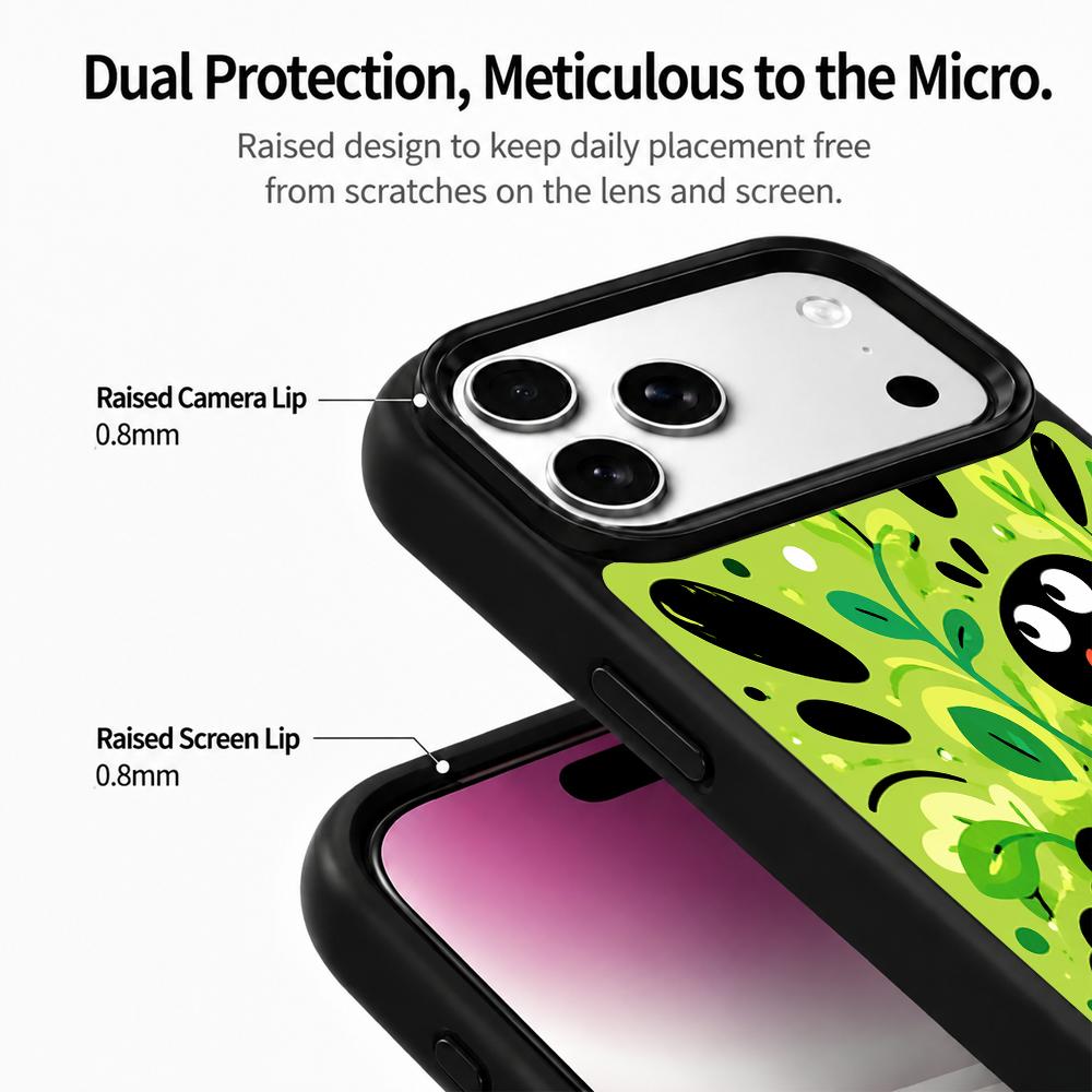 Compatible with iPhone 18 Pro Max & 17 Pro Max Wood Series PC Silicone Magnetic Phone Case - Wooden Ink Coal