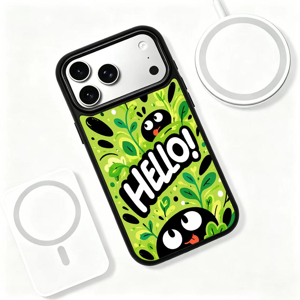 Compatible with iPhone 18 Pro Max & 17 Pro Max Wood Series PC Silicone Magnetic Phone Case - Wooden Ink Coal