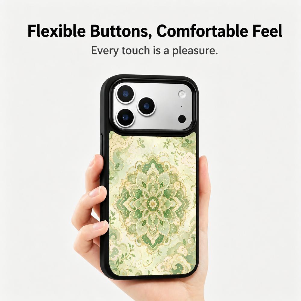 Compatible with iPhone 18 Pro Max & 17 Pro Max Wood Series PC Silicone Magnetic Phone Case - Wooden Lotus