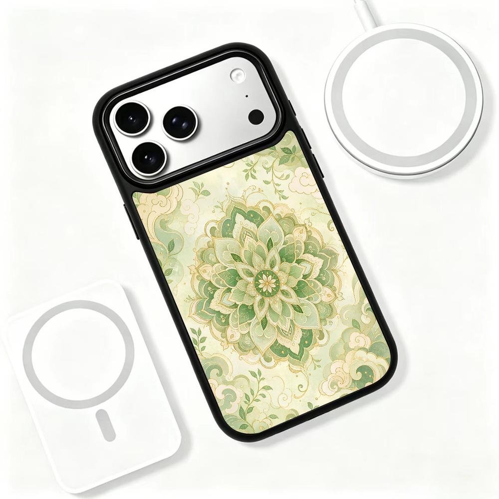 Compatible with iPhone 18 Pro Max & 17 Pro Max Wood Series PC Silicone Magnetic Phone Case - Wooden Lotus