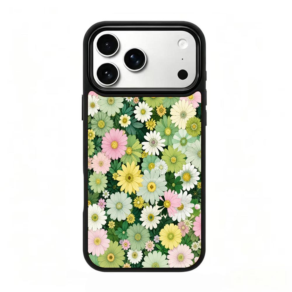 Compatible with iPhone 18 Pro Max & 17 Pro Max Wood Series PC Silicone Magnetic Phone Case - Wooden Daisy