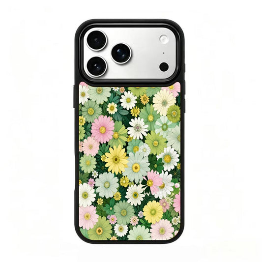 Compatible with iPhone 18 Pro Max & 17 Pro Max Wood Series PC Silicone Magnetic Phone Case - Wooden Daisy