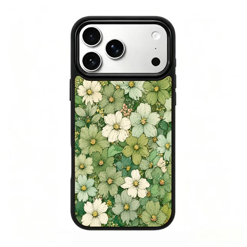 Compatible with iPhone 18 Pro Max & 17 Pro Max Wood Series PC Silicone Magnetic Phone Case - Wooden Flower