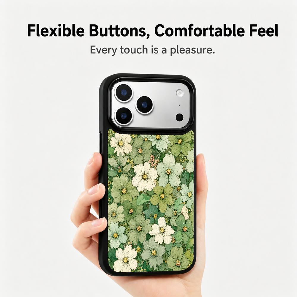 Compatible with iPhone 18 Pro Max & 17 Pro Max Wood Series PC Silicone Magnetic Phone Case - Wooden Flower