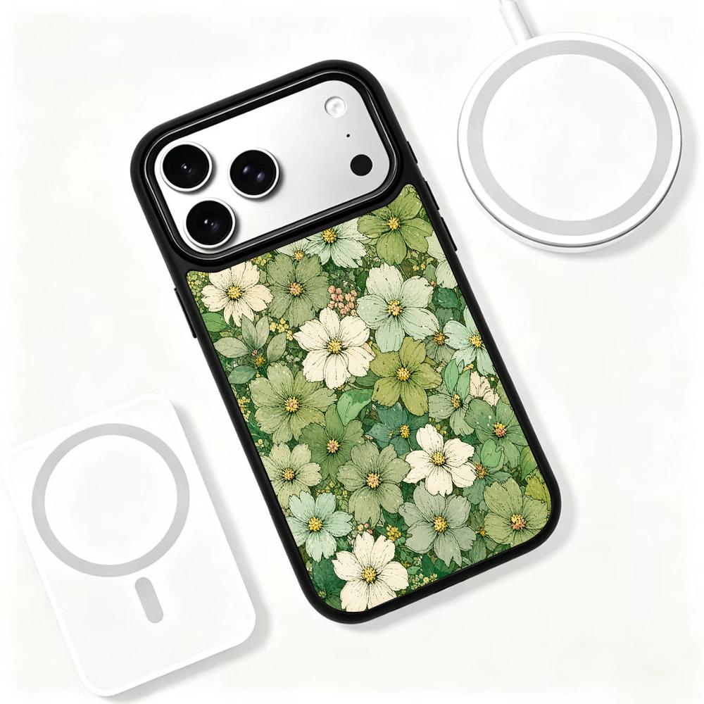 Compatible with iPhone 18 Pro Max & 17 Pro Max Wood Series PC Silicone Magnetic Phone Case - Wooden Flower