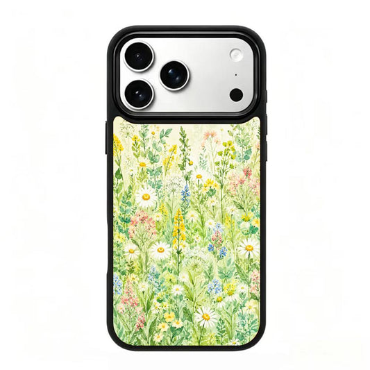 Compatible with iPhone 18 Pro Max & 17 Pro Max Wood Series PC Silicone Magnetic Phone Case - Wooden Wildflowers