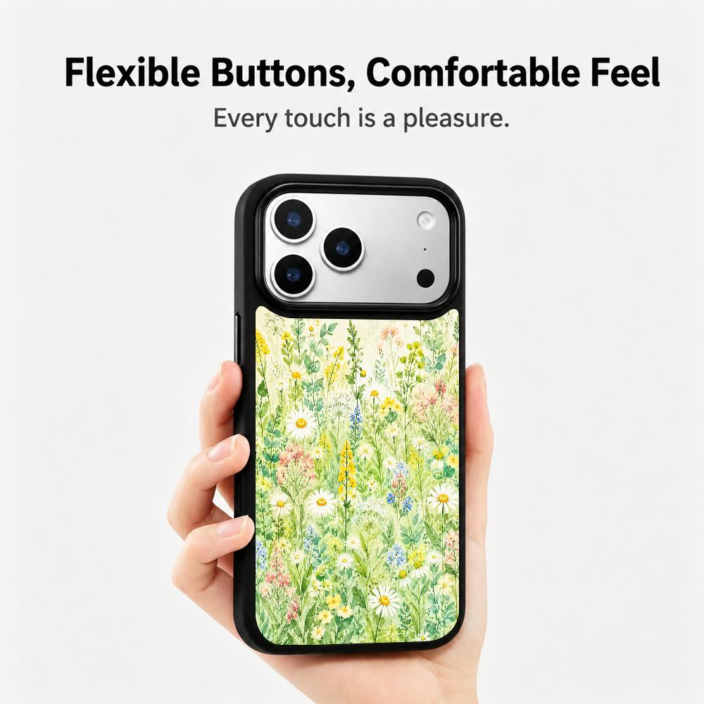 Compatible with iPhone 18 Pro Max & 17 Pro Max Wood Series PC Silicone Magnetic Phone Case - Wooden Wildflowers