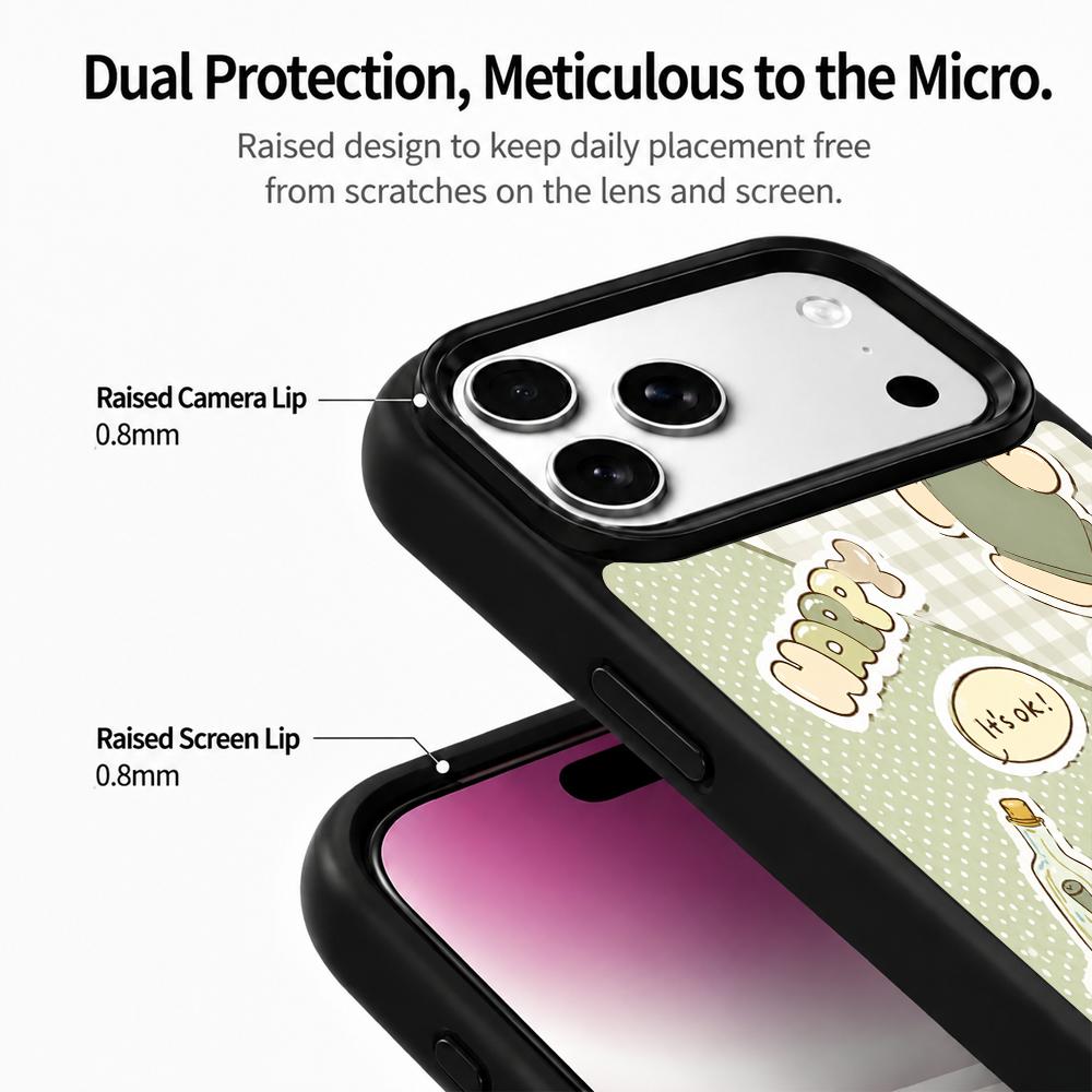 Compatible with iPhone 18 Pro Max & 17 Pro Max Wood Series PC Silicone Magnetic Phone Case - Wood Honey Bear