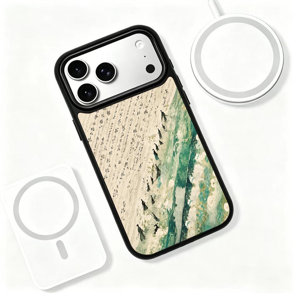 Compatible with iPhone 18 Pro Max & 17 Pro Max Wood Series PC Silicone Magnetic Phone Case - Wood Cloud Journey
