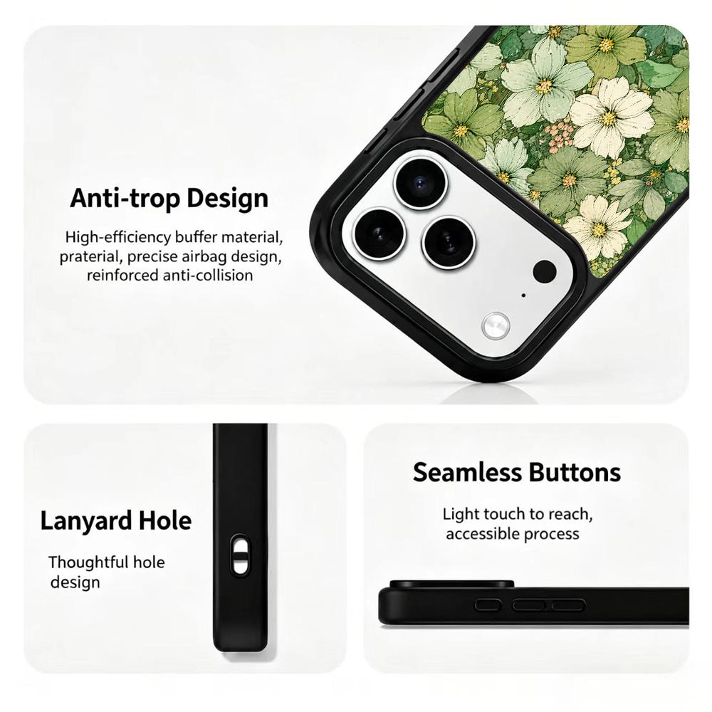 Compatible with iPhone 18 Pro & 17 Pro Wood Series PC Silicone Magnetic Phone Case - Wooden Flower