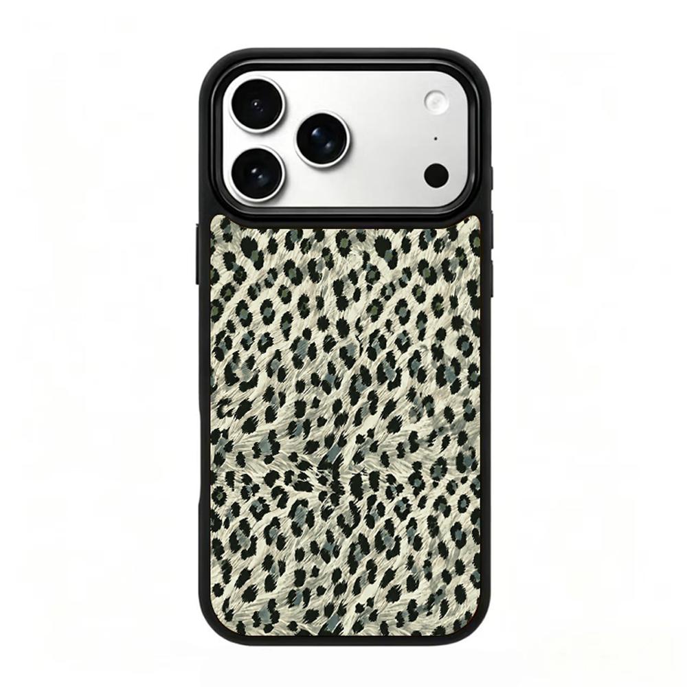 Compatible with iPhone 18 Pro & 17 Pro Wood Series PC Silicone Magnetic Phone Case - Wood Leopard Print