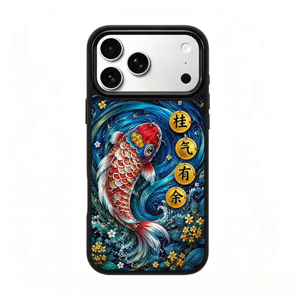 Compatible with iPhone 18 Pro Max & 17 Pro Max Water Series PC Silicone Magnetic Phone Case - Water Koi