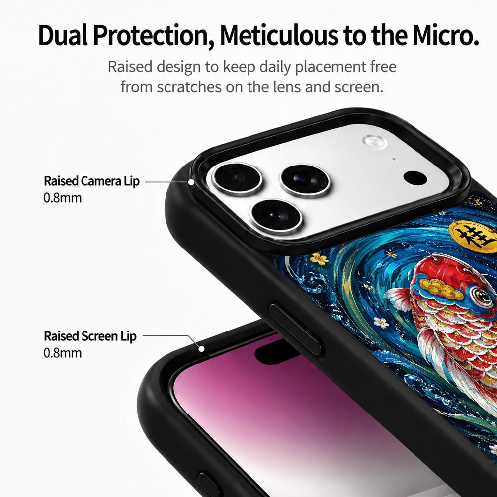 Compatible with iPhone 18 Pro Max & 17 Pro Max Water Series PC Silicone Magnetic Phone Case - Water Koi