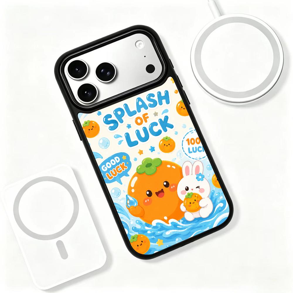 Compatible with iPhone 18 Pro Max & 17 Pro Max Water Series PC Silicone Magnetic Phone Case - Water Lucky Persimmon