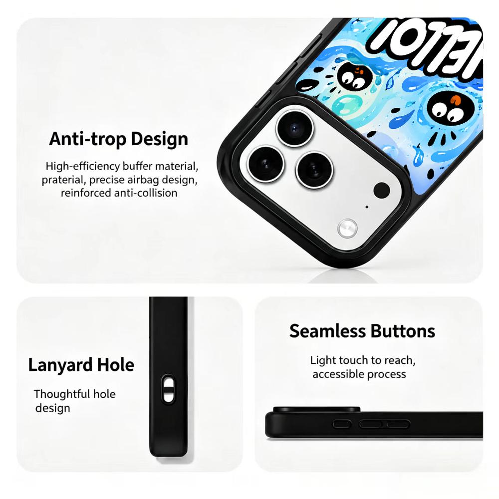 Compatible with iPhone 18 Pro Max & 17 Pro Max Water Series PC Silicone Magnetic Phone Case - Water Ink Coal