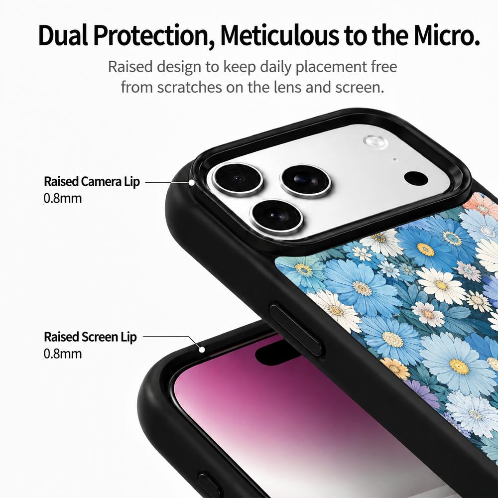 Compatible with iPhone 18 Pro Max & 17 Pro Max Water Series PC Silicone Magnetic Phone Case - Water Daisy