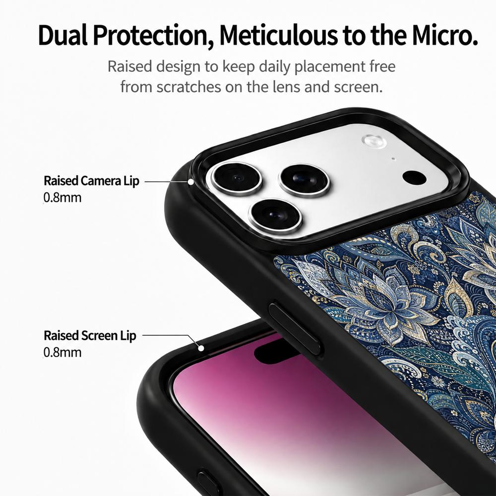 Compatible with iPhone 18 Pro Max & 17 Pro Max Water Series PC Silicone Magnetic Phone Case - Water Lotus Pattern