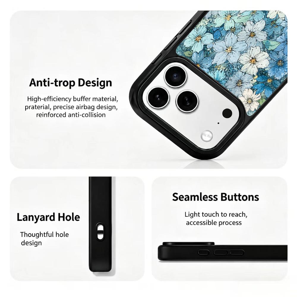 Compatible with iPhone 18 Pro Max & 17 Pro Max Water Series PC Silicone Magnetic Phone Case - Water Flower