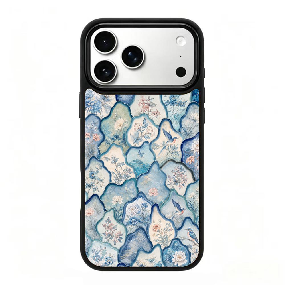 Compatible with iPhone 18 Pro Max & 17 Pro Max Water Series PC Silicone Magnetic Phone Case - Water Floral Porcelain