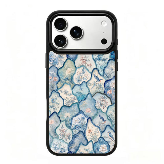 Compatible with iPhone 18 Pro Max & 17 Pro Max Water Series PC Silicone Magnetic Phone Case - Water Floral Porcelain