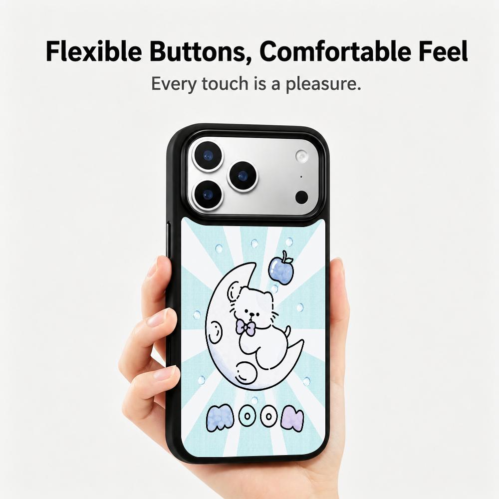 Compatible with iPhone 18 Pro Max & 17 Pro Max Water Series PC Silicone Magnetic Phone Case - Water Moon Cat