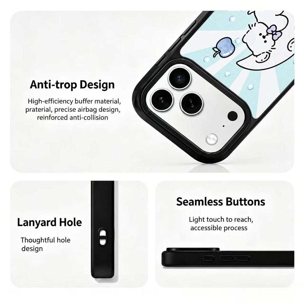 Compatible with iPhone 18 Pro Max & 17 Pro Max Water Series PC Silicone Magnetic Phone Case - Water Moon Cat