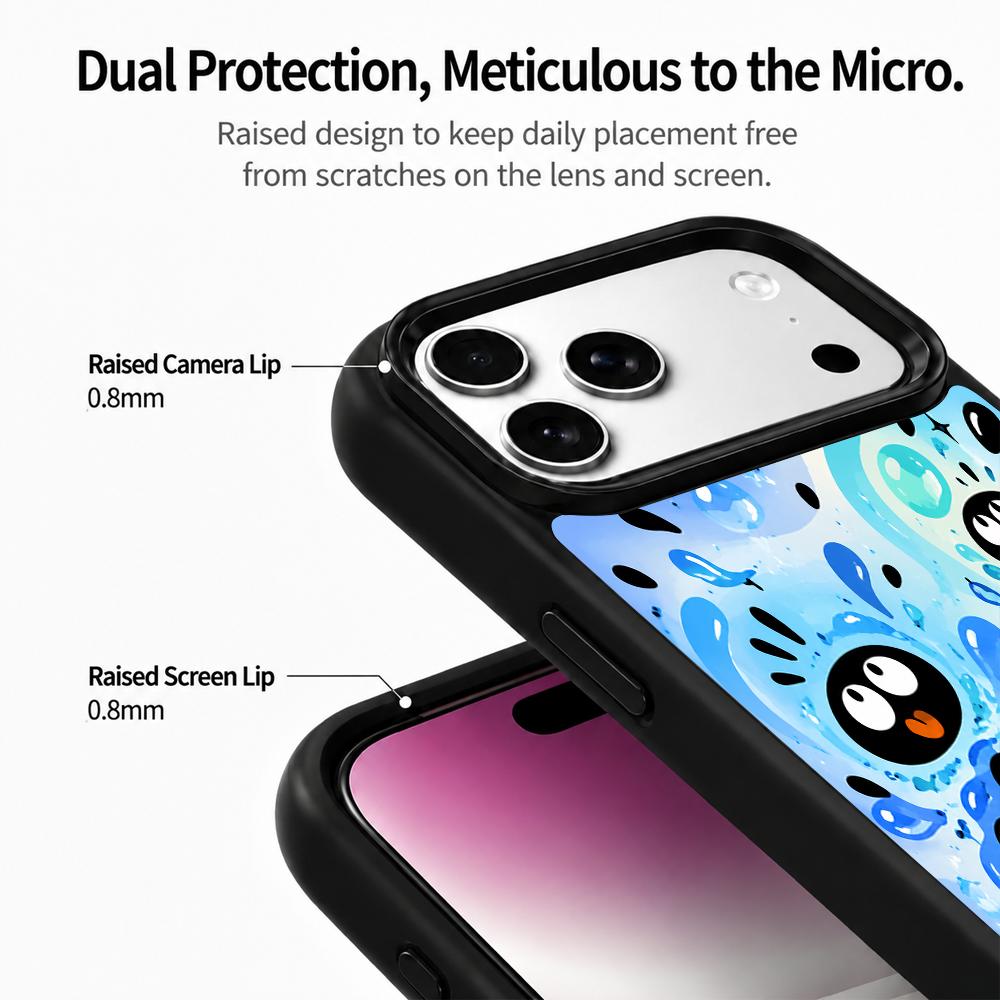 Compatible with iPhone 18 Pro & 17 Pro Water Series PC Silicone Magnetic Phone Case - Water Ink Coal