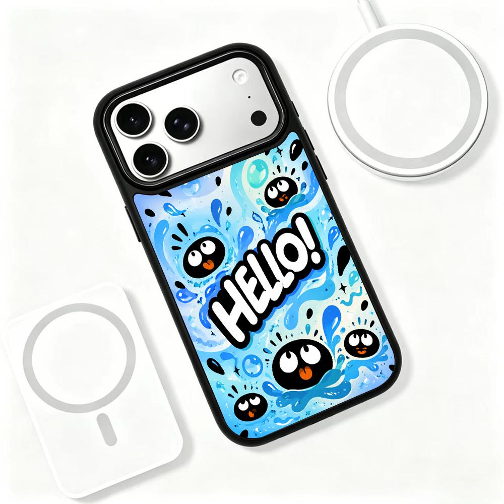 Compatible with iPhone 18 Pro & 17 Pro Water Series PC Silicone Magnetic Phone Case - Water Ink Coal