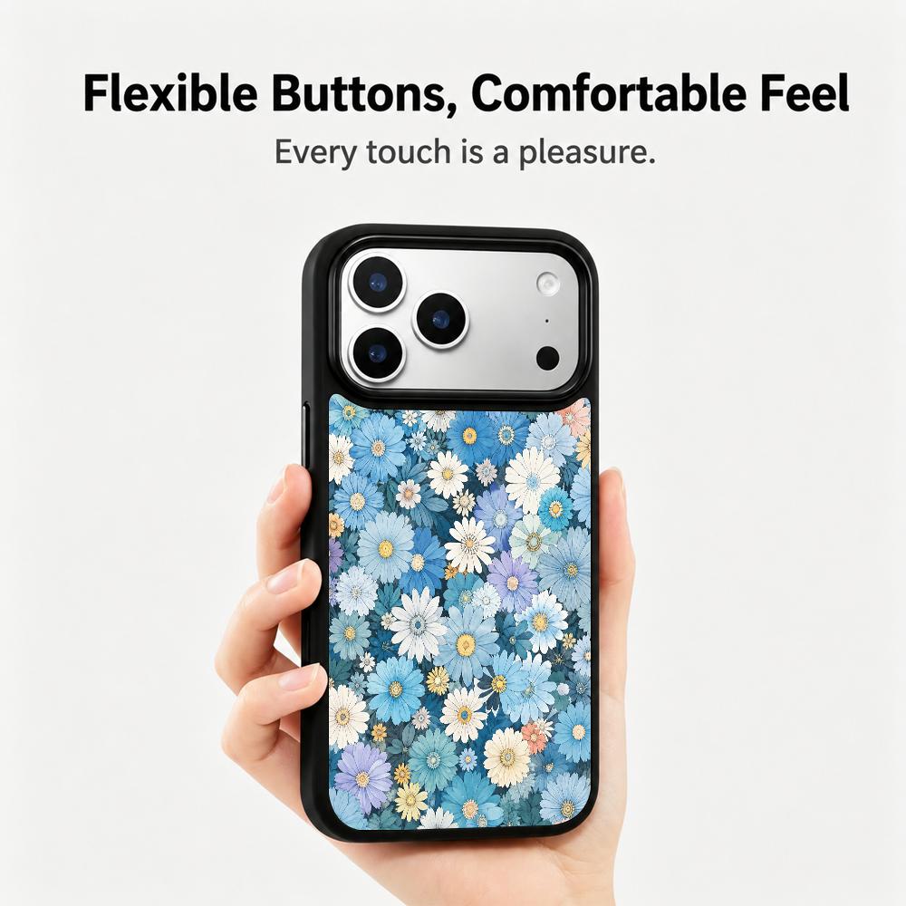 Compatible with iPhone 18 Pro & 17 Pro Water Series PC Silicone Magnetic Phone Case - Water Daisy
