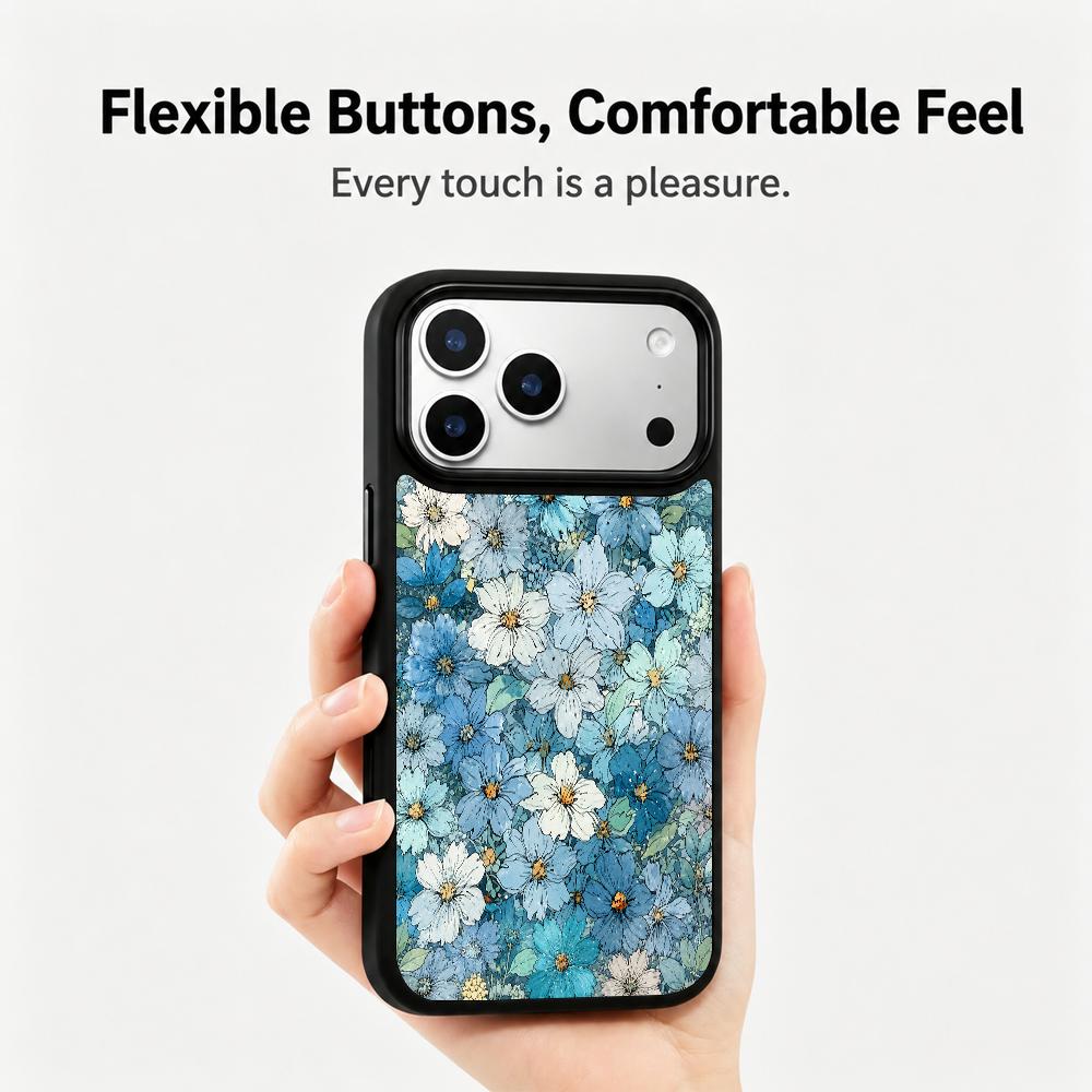 Compatible with iPhone 18 Pro & 17 Pro Water Series PC Silicone Magnetic Phone Case - Water Flower