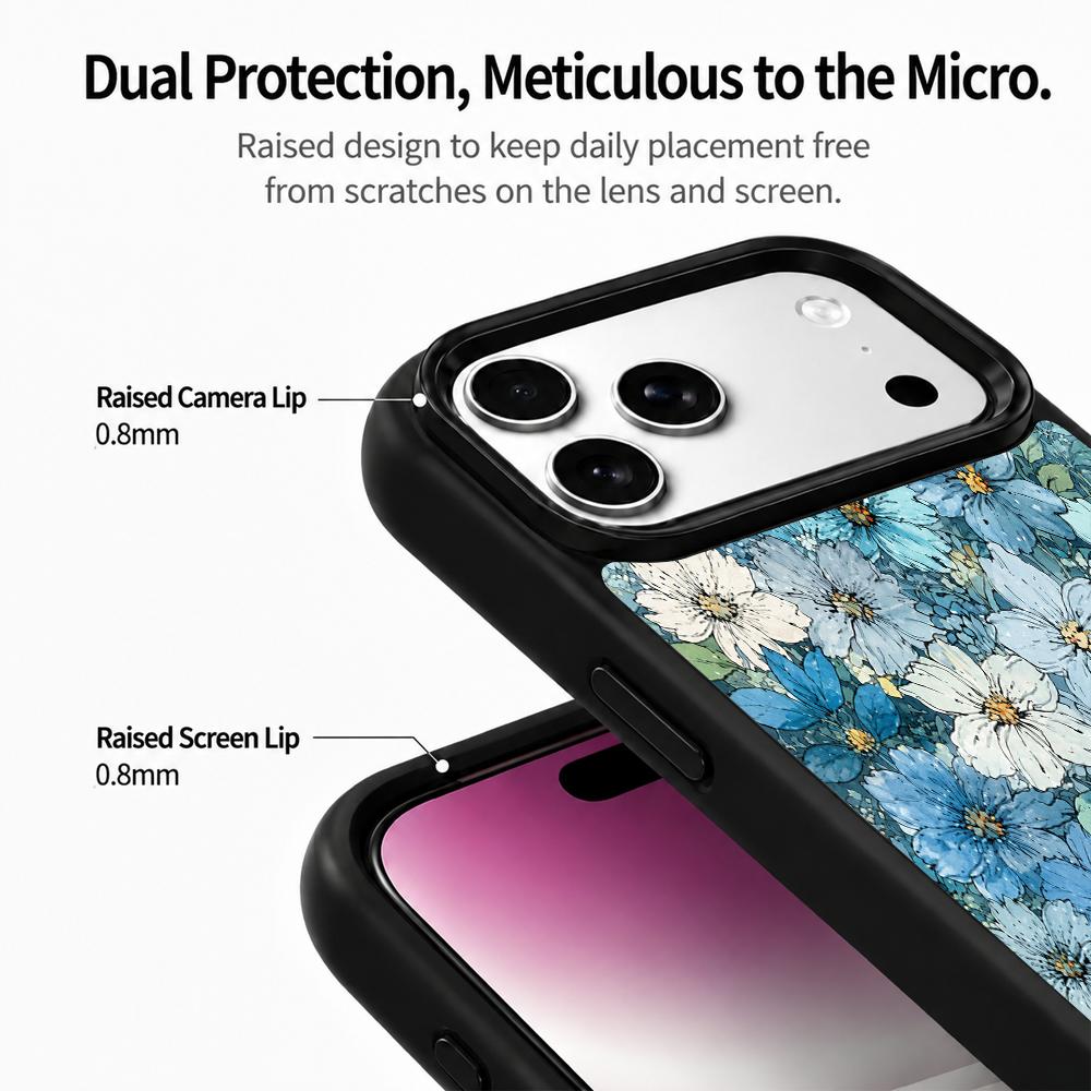 Compatible with iPhone 18 Pro & 17 Pro Water Series PC Silicone Magnetic Phone Case - Water Flower