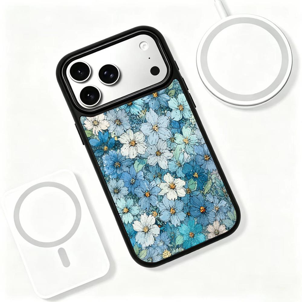 Compatible with iPhone 18 Pro & 17 Pro Water Series PC Silicone Magnetic Phone Case - Water Flower