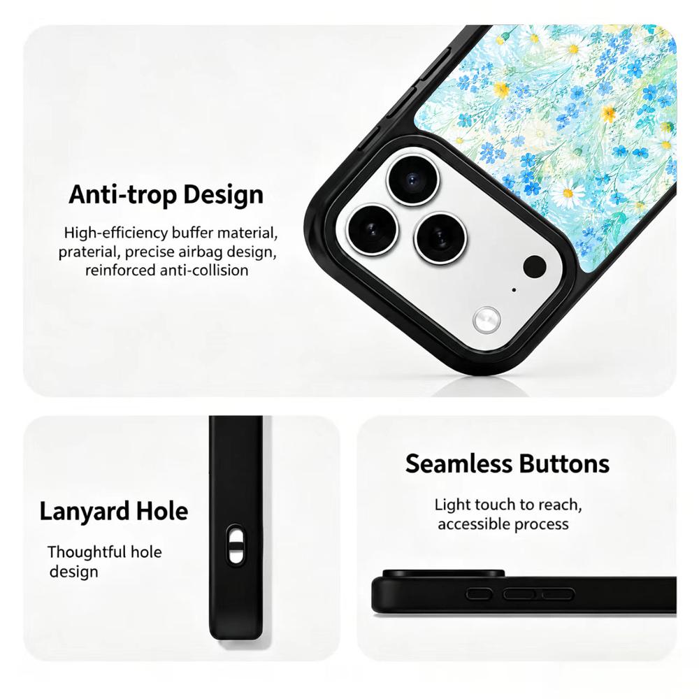 Compatible with iPhone 18 Pro & 17 Pro Water Series PC Silicone Magnetic Phone Case - Water Wildflowers