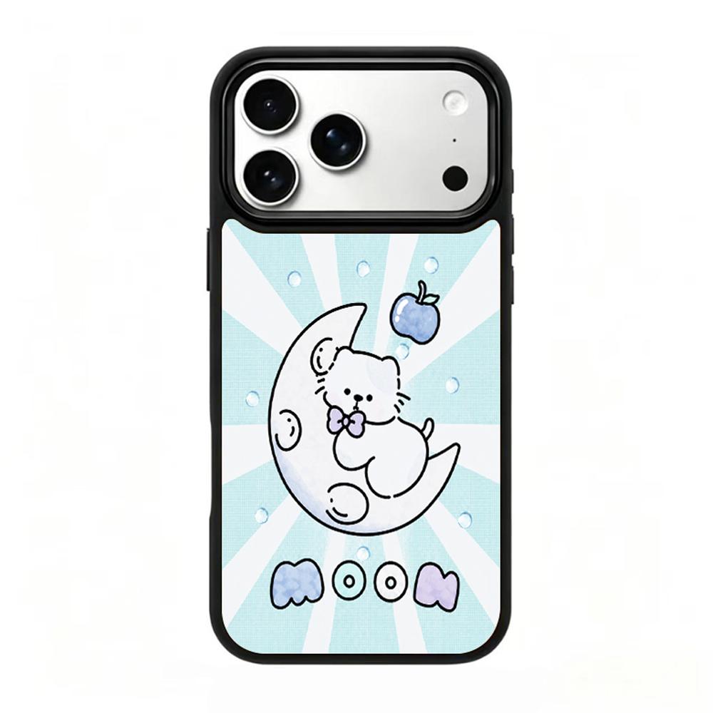 Compatible with iPhone 18 Pro & 17 Pro Water Series PC Silicone Magnetic Phone Case - Water Moon Cat