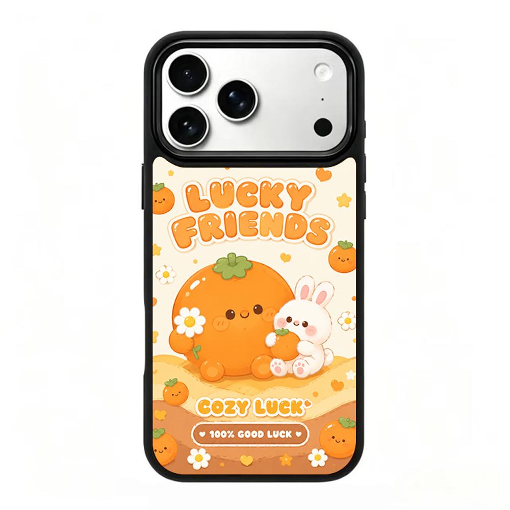 Compatible with iPhone 18 Pro Max & 17 Pro Max Earth Series PC Silicone Magnetic Phone Case - Earth Lucky Persimmon