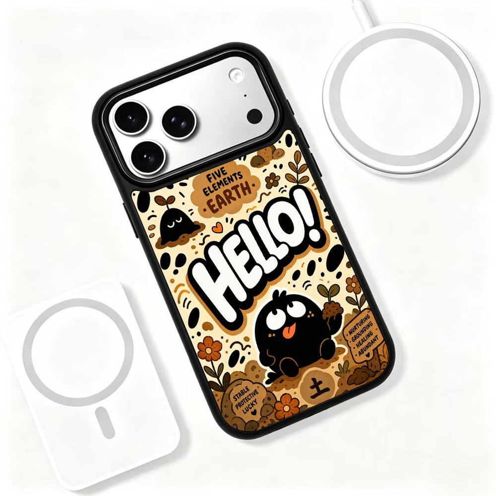 Compatible with iPhone 18 Pro Max & 17 Pro Max Earth Series PC Silicone Magnetic Phone Case - Earth Ink Coal