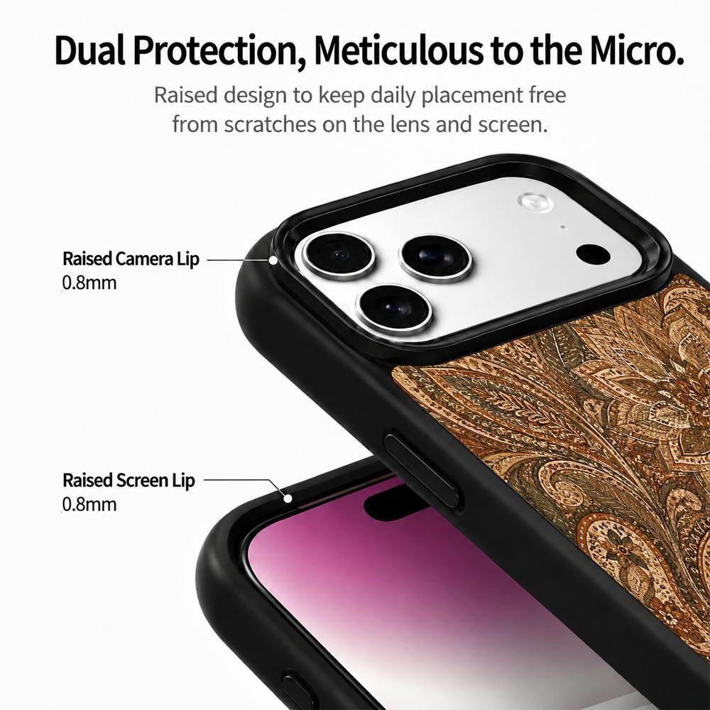 Compatible with iPhone 18 Pro Max & 17 Pro Max Earth Series PC Silicone Magnetic Phone Case - Earth Lotus Pattern