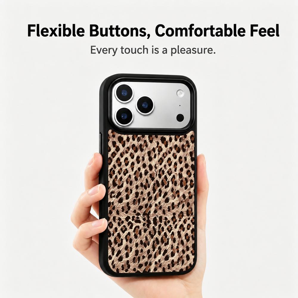 Compatible with iPhone 18 Pro Max & 17 Pro Max Earth Series PC Silicone Magnetic Phone Case - Earth Leopard Print