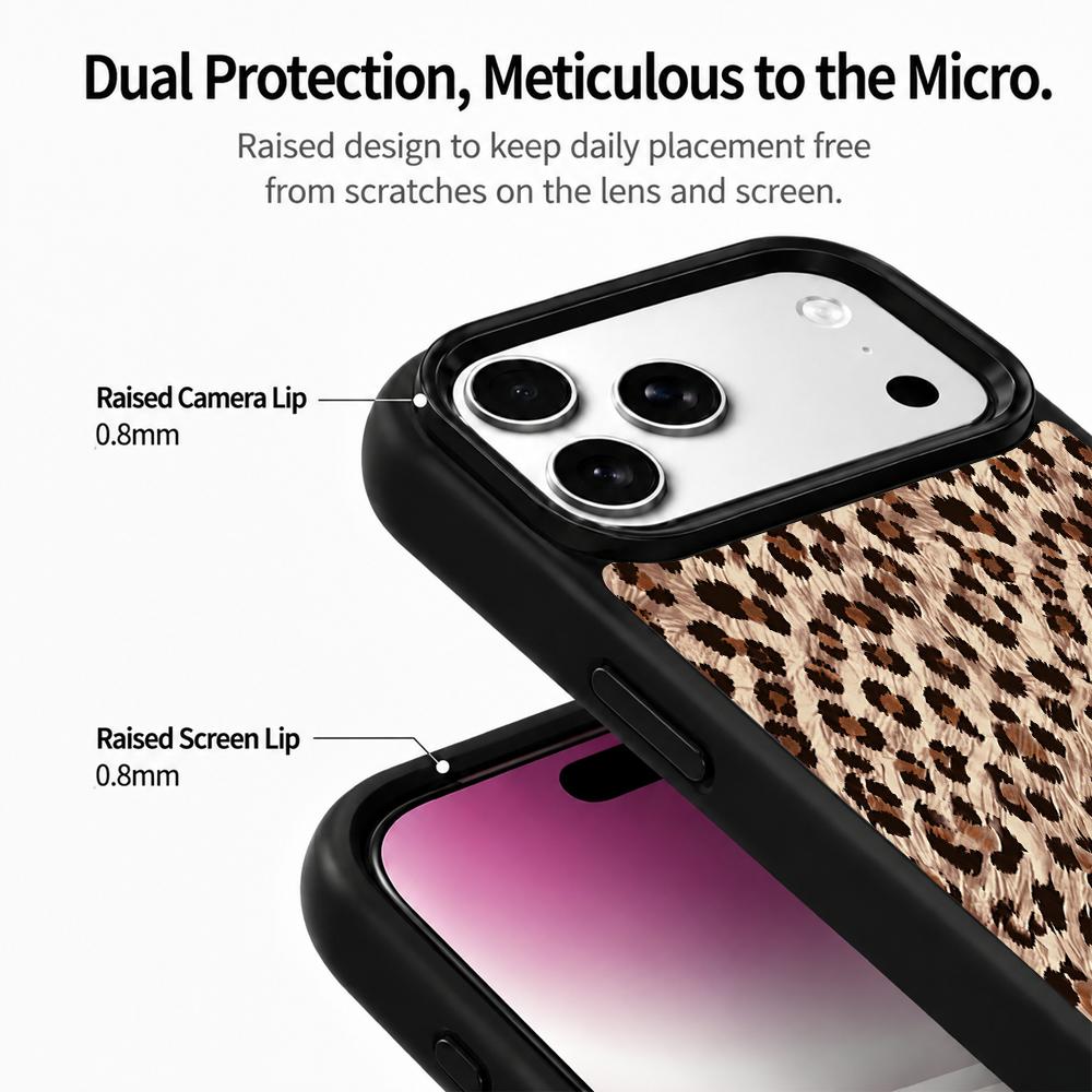 Compatible with iPhone 18 Pro Max & 17 Pro Max Earth Series PC Silicone Magnetic Phone Case - Earth Leopard Print
