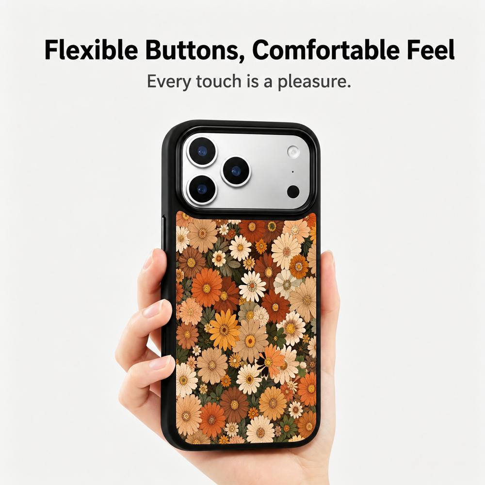 Compatible with iPhone 18 Pro & 17 Pro Earth Series PC Silicone Magnetic Phone Case - Earth Daisy