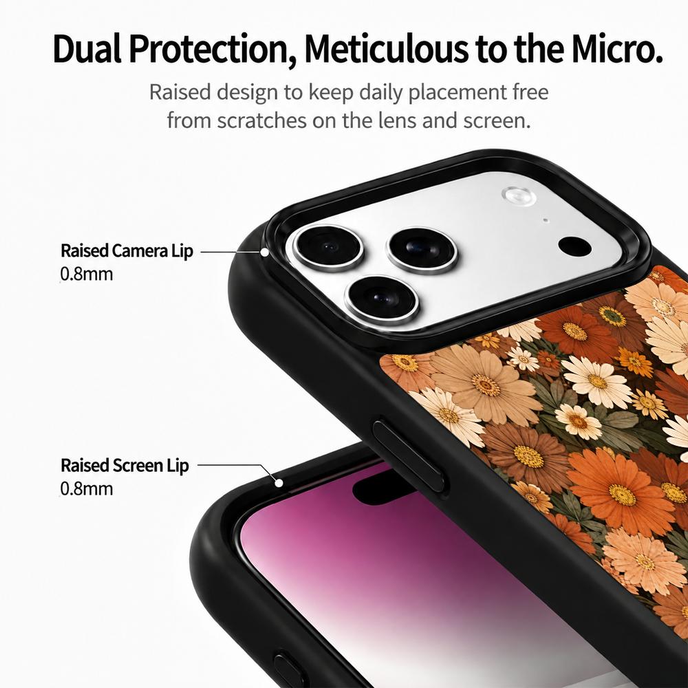 Compatible with iPhone 18 Pro & 17 Pro Earth Series PC Silicone Magnetic Phone Case - Earth Daisy