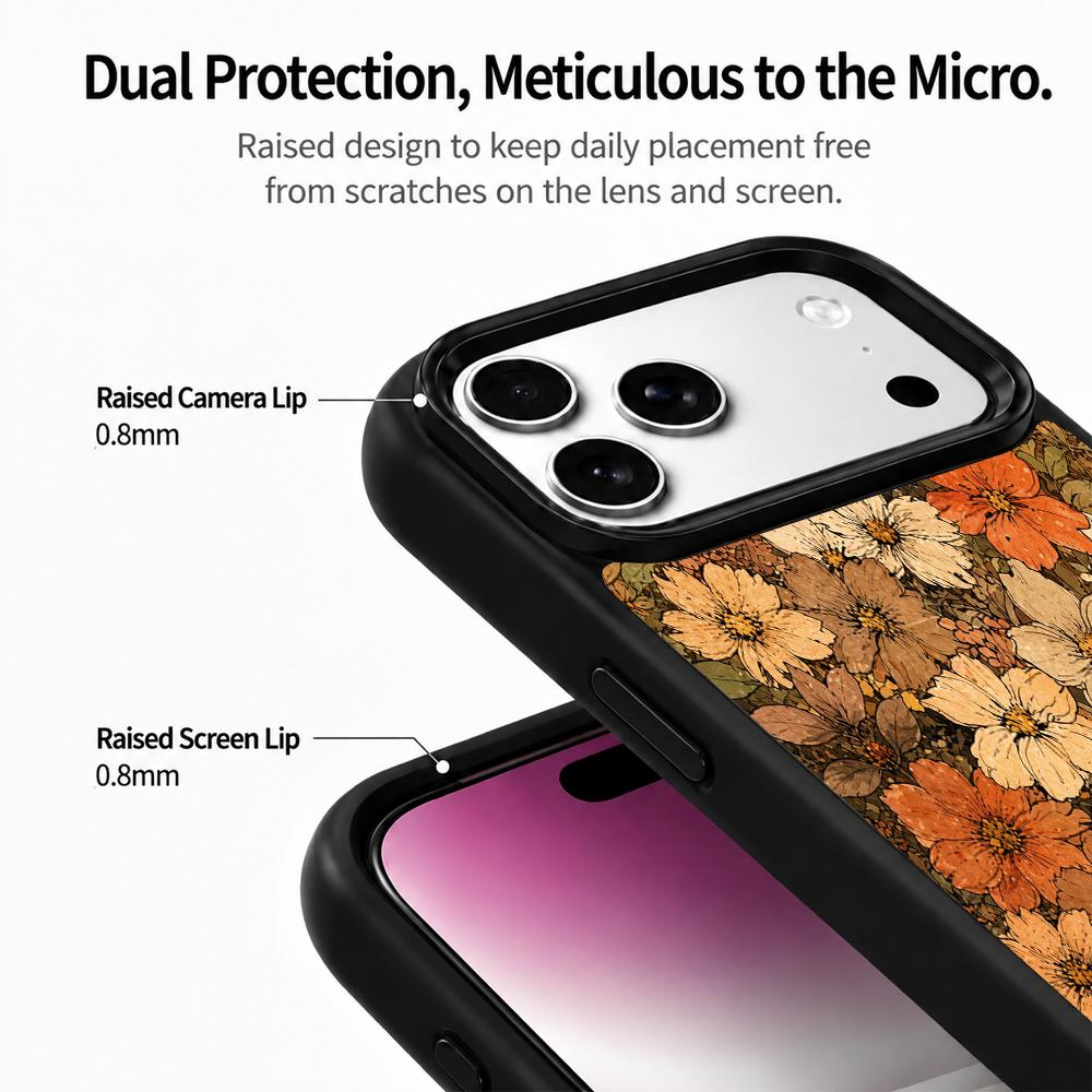 Compatible with iPhone 18 Pro & 17 Pro Earth Series PC Silicone Magnetic Phone Case - Earth Flower