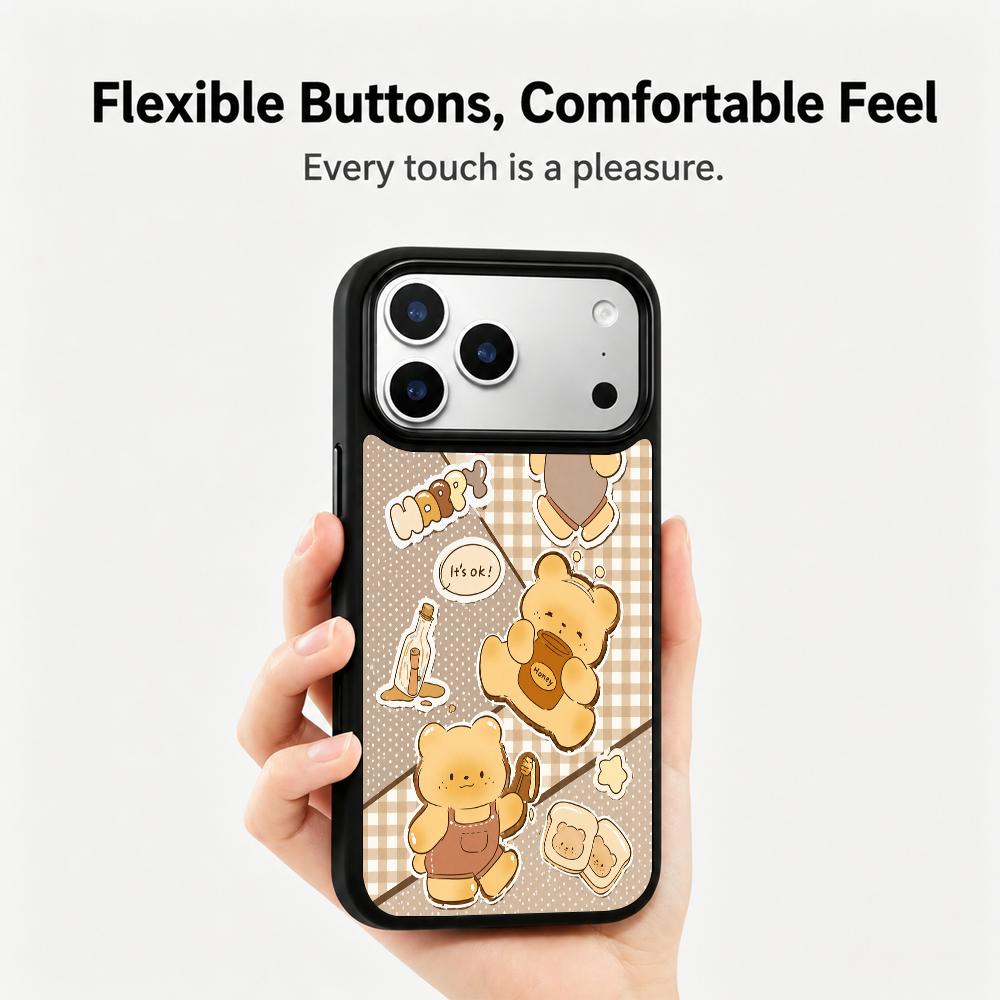 Compatible with iPhone 18 Pro & 17 Pro Earth Series PC Silicone Magnetic Phone Case - Earth Honey Bear