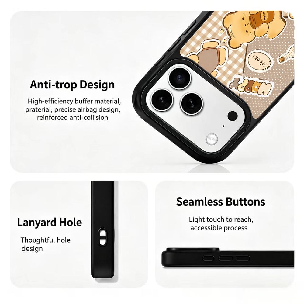 Compatible with iPhone 18 Pro & 17 Pro Earth Series PC Silicone Magnetic Phone Case - Earth Honey Bear
