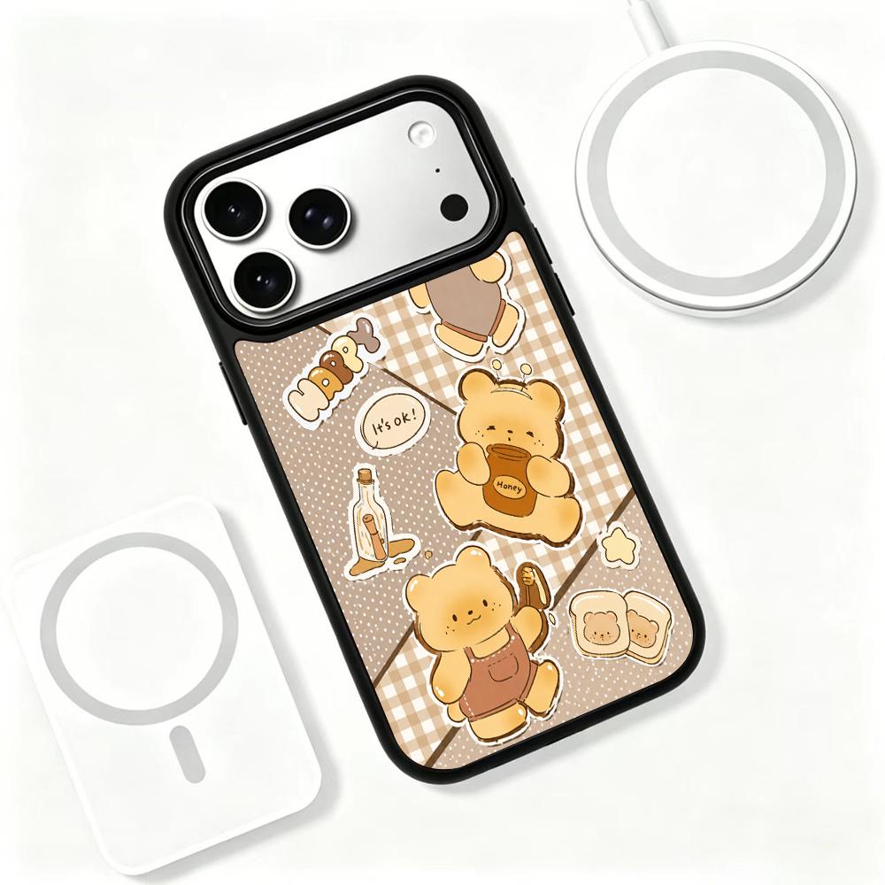 Compatible with iPhone 18 Pro & 17 Pro Earth Series PC Silicone Magnetic Phone Case - Earth Honey Bear