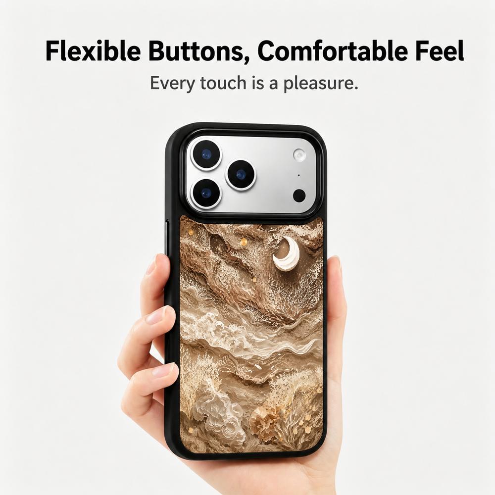 Compatible with iPhone 18 Pro & 17 Pro Earth Series PC Silicone Magnetic Phone Case - Earthy Lunar Waves