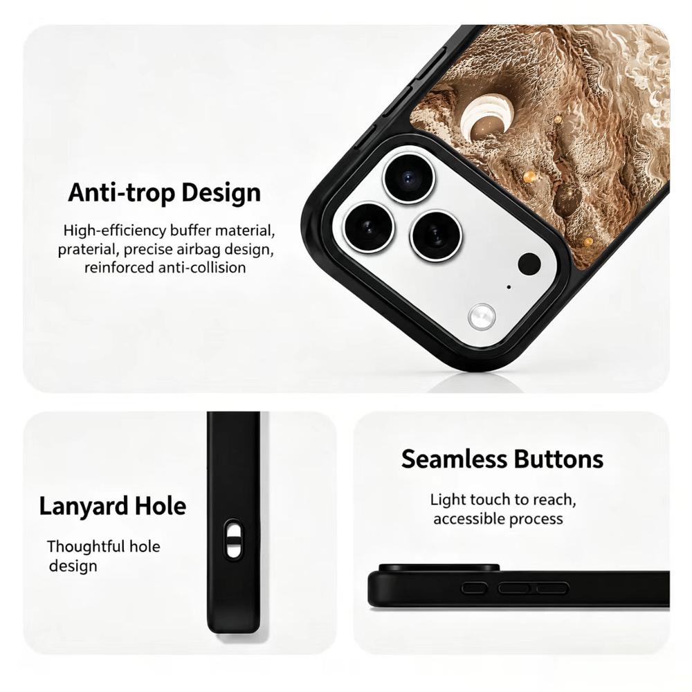 Compatible with iPhone 18 Pro & 17 Pro Earth Series PC Silicone Magnetic Phone Case - Earthy Lunar Waves