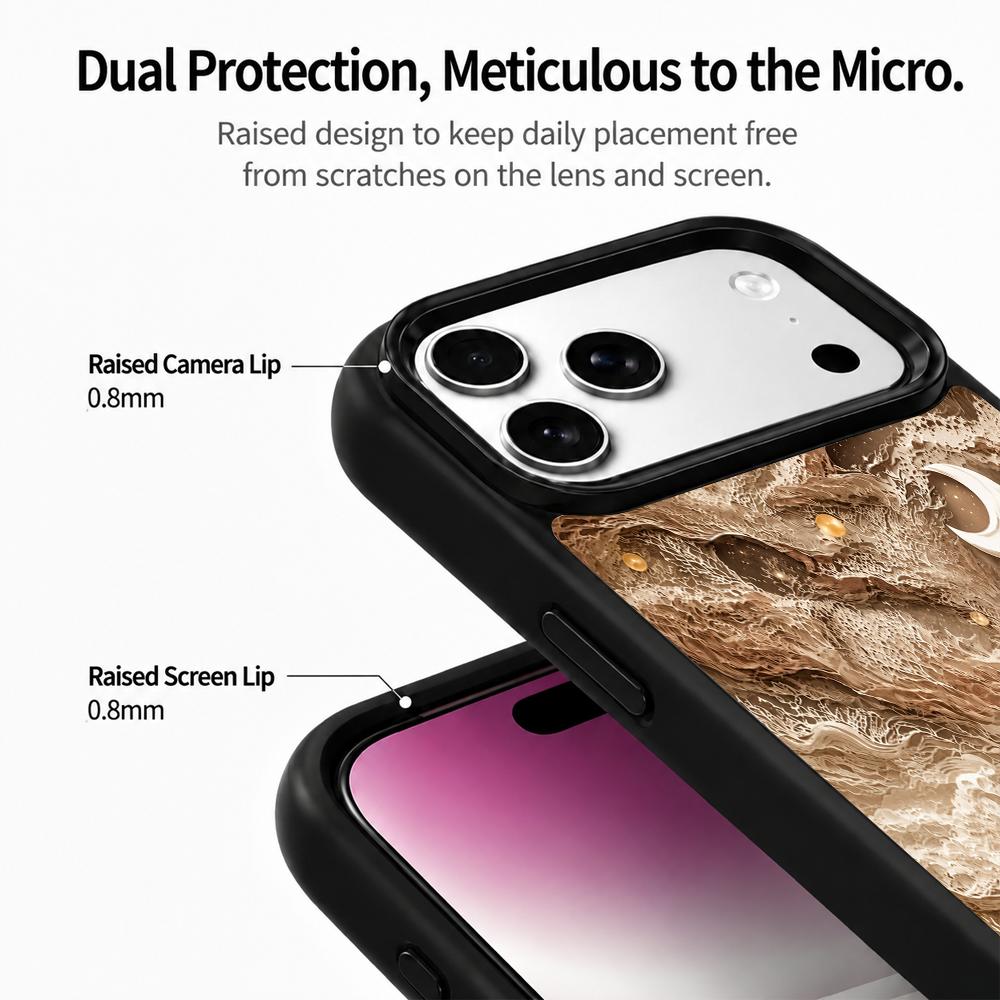 Compatible with iPhone 18 Pro & 17 Pro Earth Series PC Silicone Magnetic Phone Case - Earthy Lunar Waves